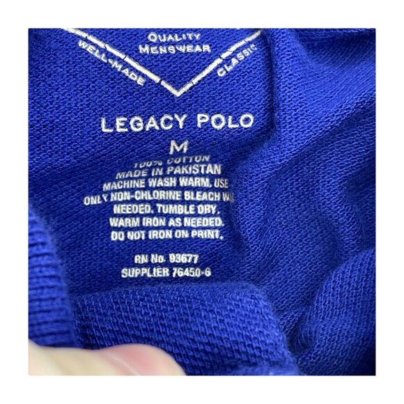 St. John's Bay Legacy Polo Shirt Medium Blue 100% Cotton Short Sleeve Classic - Picture 2 of 7